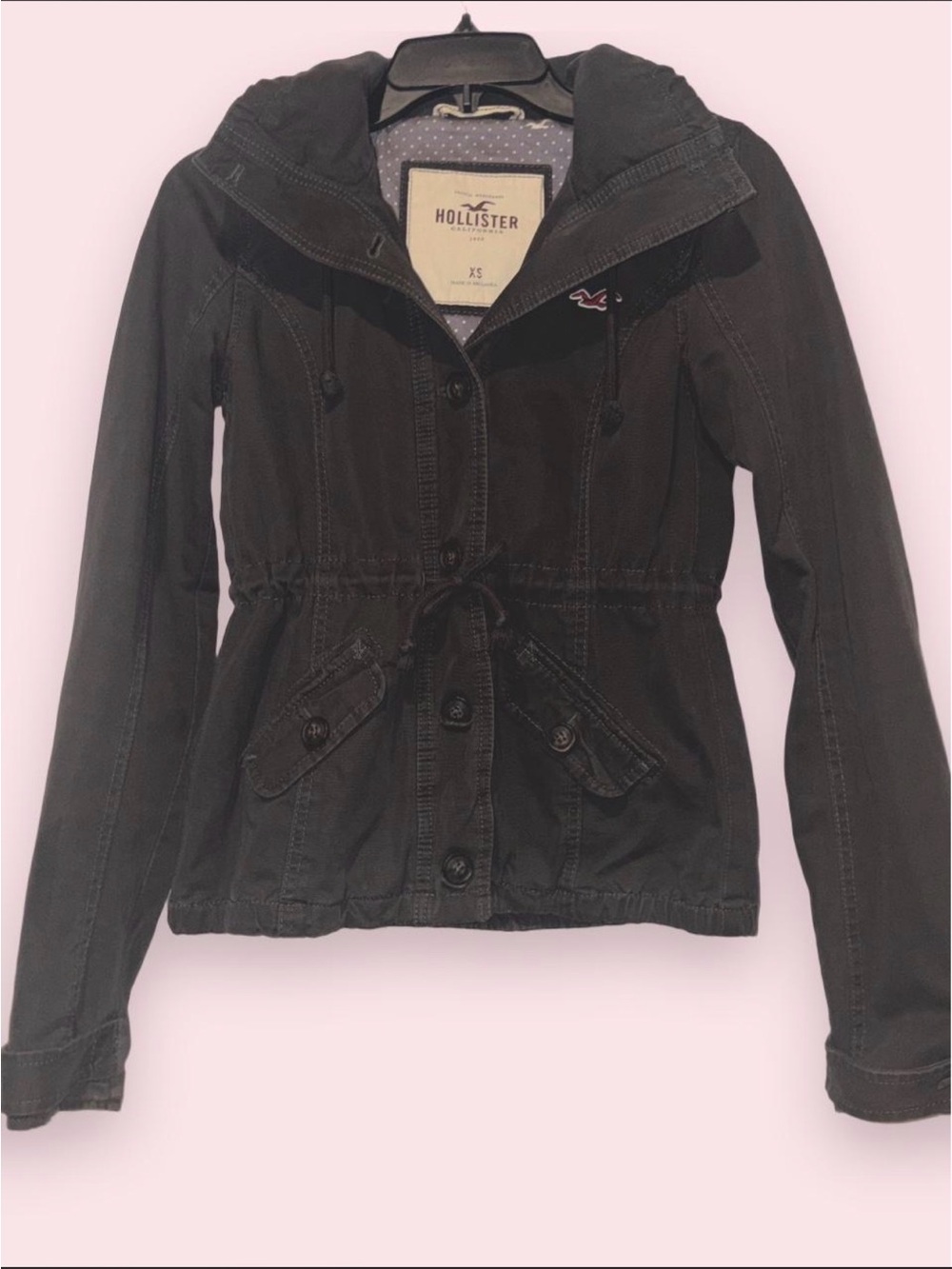 Hollister Women's military green Drawstring Waist Jacket